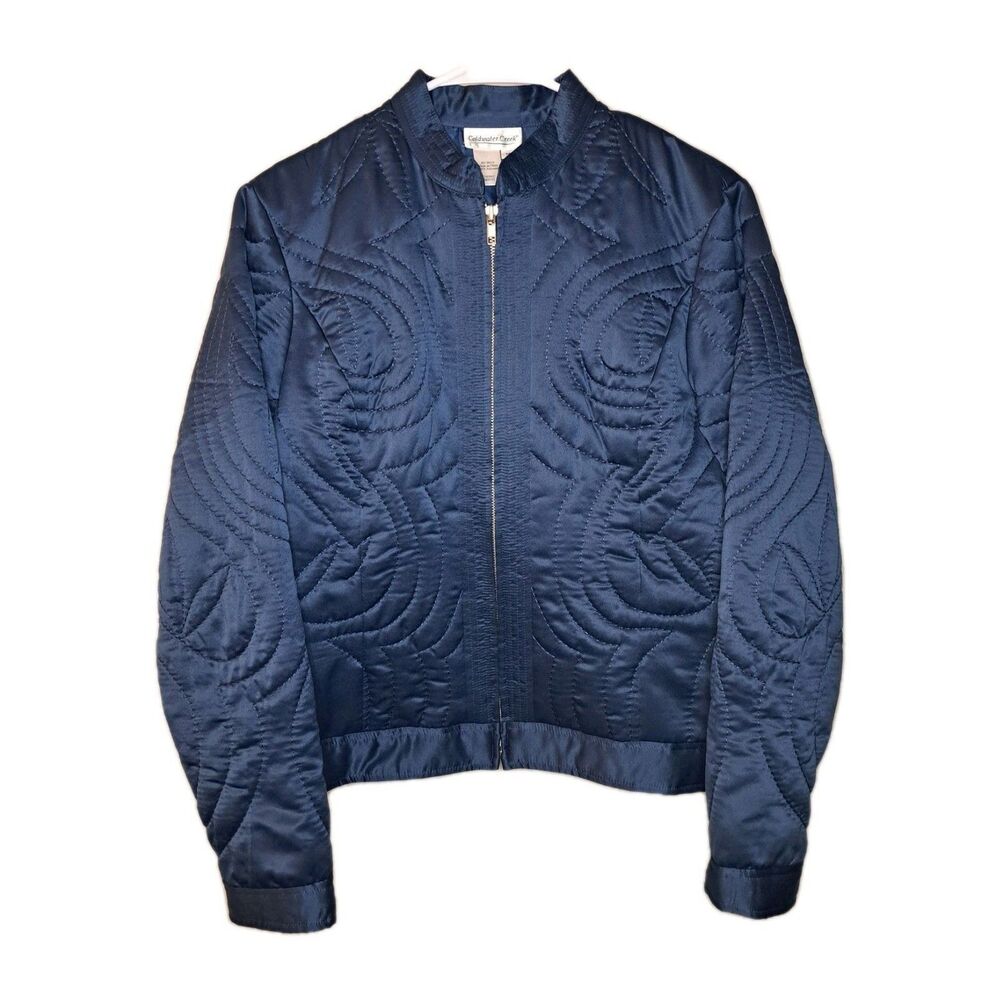 Coldwater Creek Women Short Full Zip Satin Jacket Quilted Size M